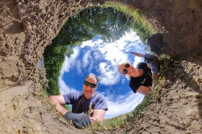 Pedologist Dr Kirstin Deuss with Matt Oliver from Marlborough District Council soil sampling in the Blind River area just south of Seddon 2