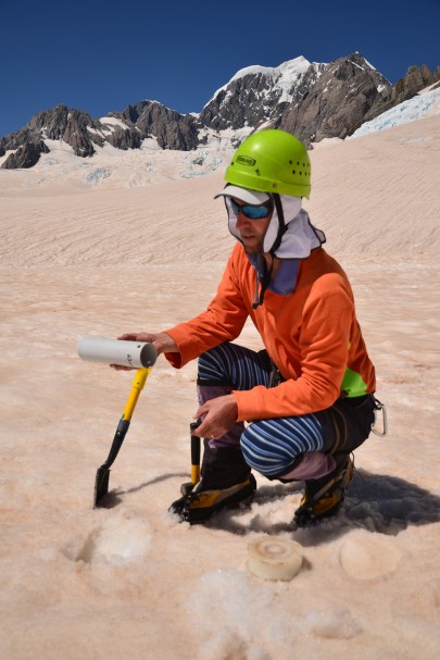 Phil Novis collecting glacier cores