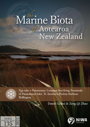 The front cover of The Marine Biota of Aotearoa New Zealand: Ngā Toke o Parumoana: Common free-living Nematoda of Pāuatahanui Inlet, Te Awarua-o-Porirua Harbour, Wellington