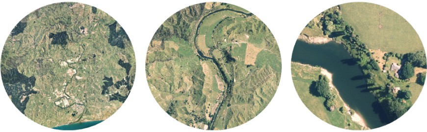 Aerial imagery of the Hawke’s Bay region that shows layers of objects classified into at least 5 vegetation classes: forests, standalone trees, shelter belt and riparian wetland down to the smallest detail.