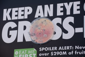 The agar plate on the Love Food Hate Waste campaign billboard.